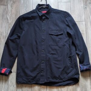 HUGO Navy Button-Up Cotton Shirt M